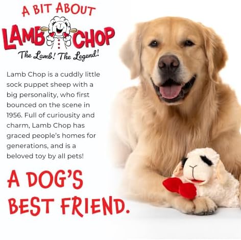 Multipet Lamb Chop Dog Plush Toy - Squeaky Toy for All Dogs - Durable Oxford Lining - Stuffed Animal for Cuddling & Playing - Jumbo (24", Blue Paws)