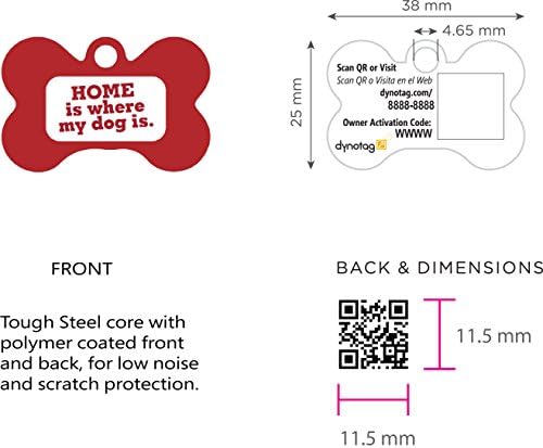 Dynotag® Web Enabled Super Pet ID Smart Tag with DynoIQ™ & Lifetime Recovery Service. Play Series: Bone (Home is Where My Dog is)