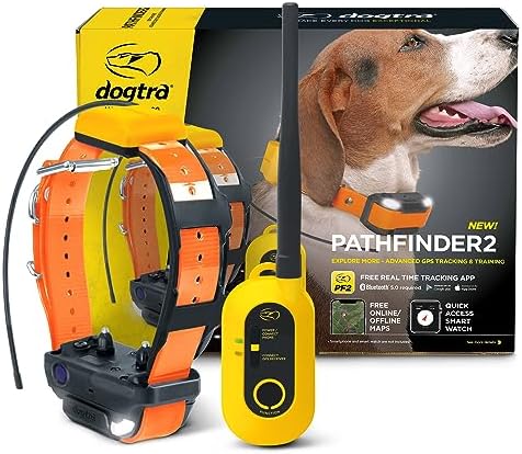 Dogtra Pathfinder 2 GPS Dog Tracker e Collar 9 Mile Long Range LED Light No Monthly fees Free App Waterproof Smartwatch Control Satellite Real Time Tracking Multiple Dogs Smartphone Required