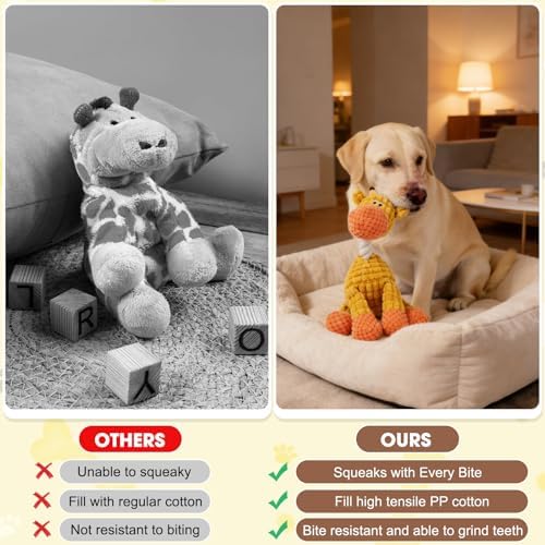 2026 New Dog Toys, Indestructible Plush Dog Toy for Aggressive Chewers,Squeaky Chew Toys for Small Medium Dogs,Dogs Squeaky Chew Toy for Indoor Pups Teething