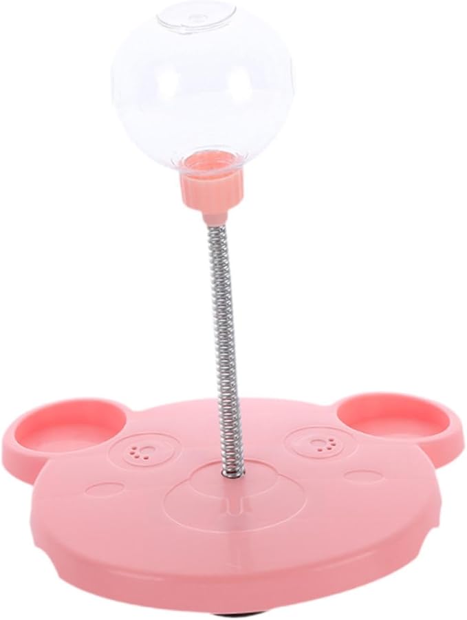 Dog Cat Slow Feeder Toy Kitten Treat Toy Leaking Food Training Ball Food Treat Dispenser Feeding Toy for Outdoor Kitten, Bear, Pink