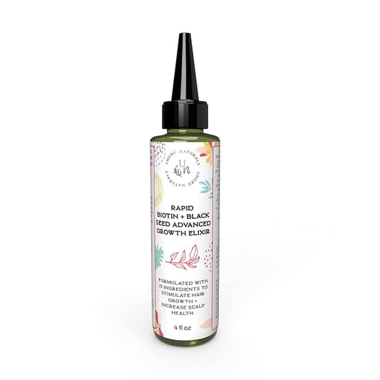 Uhuru Naturals Rapid Biotin Hair Growth Oil – Black Seed, Fenugreek, Onion, Sulfur & Castor – Revitalize, Strengthen & Nourish Hair (4 oz)”
