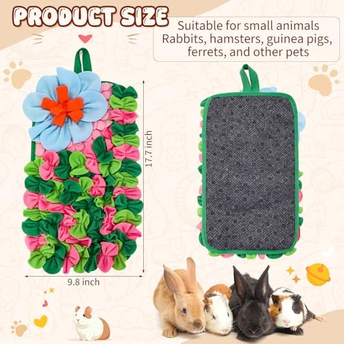 Yinkin 2 Pcs Rabbit Foraging Snuffle Mat for Small Animals Puzzle Toys Funny Interactive Nosework Feeding Mat for Bunny Hamsters Guinea Pigs Ferrets Chinchillas (17.7 x 9.8 Inches, Popular Styles)