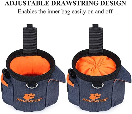 AMZNOVA Dog Treat Pouch Treatnow Dog Treat Bag, 3 Cups, Heather Navy