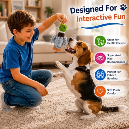 Duck Dog Toy Plush Squeaky Toy for Small and Medium Dogs, Soft Interactive Stuffed Animal for Indoor Play