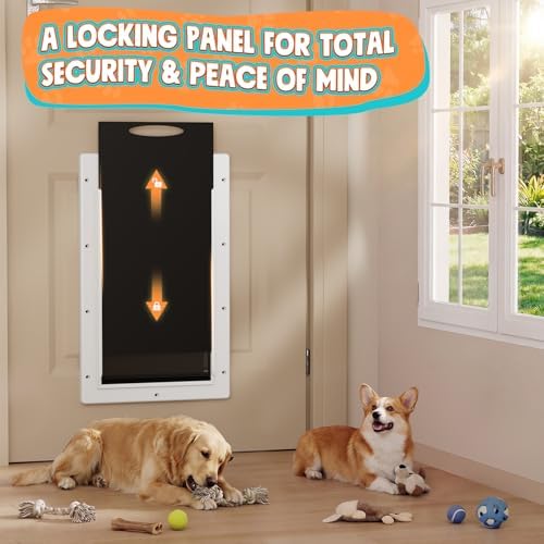 Plastic Dog Door for Door, Large Doggy Door for Pets Up to 100 LB