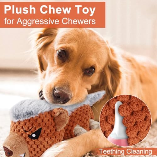 Letsmeet Dog Toys - Squeaky Interactive Plush Dog Toy with Rope, Chew Toy for Large Dogs, Small Dogs & Puppies - Tug of War Dog Toy for Aggressive Chewers, Pet Toys for Dogs