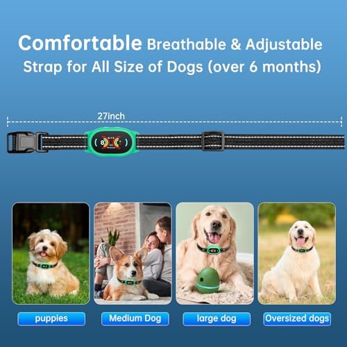 Dog Bark Collar, Rechargeable Bark Collar for Large Dog, IP67 Waterproof Anti Barking Collar Dogs with Adjustable Sensitivity for Medium and Small Dogs (Blue)