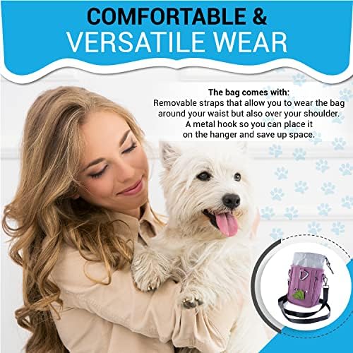 Dog Training Treat Pouch – Treat Bag for Dog Training with Built-in Poop Bag Holder – Waist Dog Training Pouch with Reflective Strips – Waterproof Fanny Pack for Dog Training