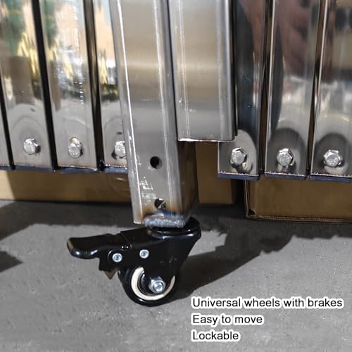 Retractable Folding Security Gate Stainless Steel Scissor Barrier for Industrial & School Use Connectable with Casters & Locking Ring 150x600cm/59.1x236.2in