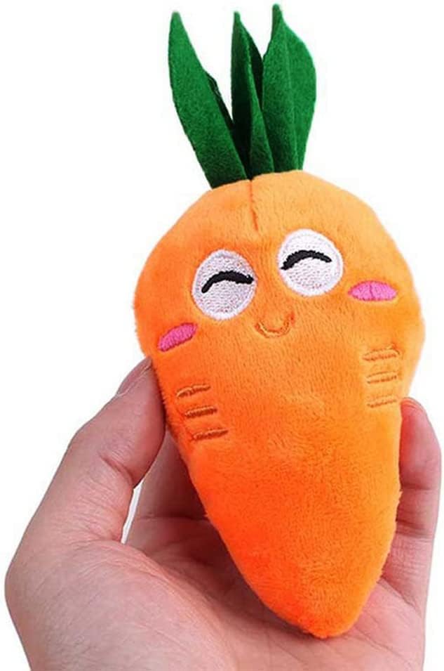 4 Pcs Soft Dog Toys Cute Carrot Plush Chew Squeaker Plush Dog and Cat Toys with Multi-Squeaks Sound Pet Puppy Supplies