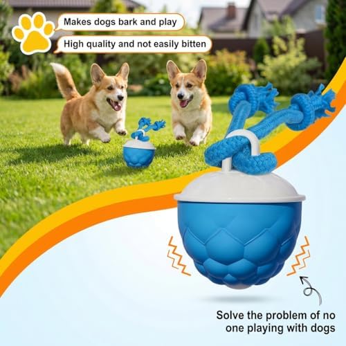 Interactive Dog Toys for Boredom-Automatic Rolling Ball with Ropes,Touch Activated Bouncing Jumping Dog Ball for Large/Medium/Small Dogs,Rechargeable Rolling Chasing Toy for Indoor Outdoor Play,Orange