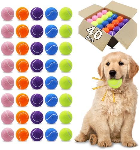 Magicorange Dog Tennis Balls, 40 Pack 2.5 inch Squeaky Tennis Balls