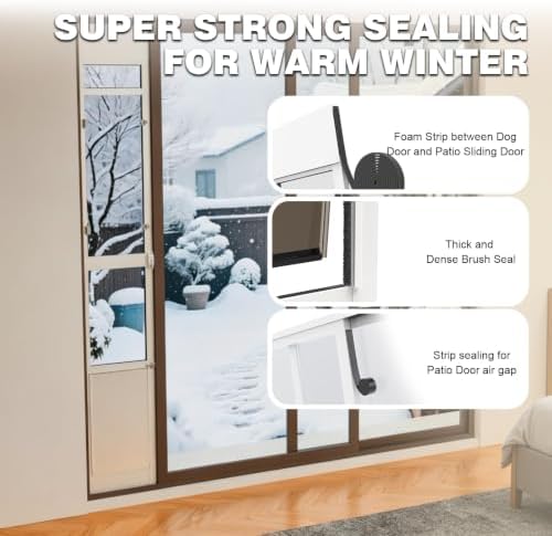 Dog Door for Sliding Glass Door with Screen Design, Adjustable Doggie Door for Small Dogs Up to 25 lbs, Fits Height 75 4/5" to 80 3/10"