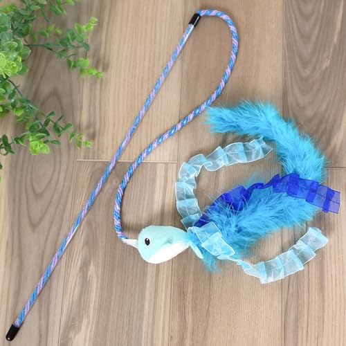 Quirky Kitty Nifty Narwhal Feather Wand and String Teaser Cat Toy, Catnip