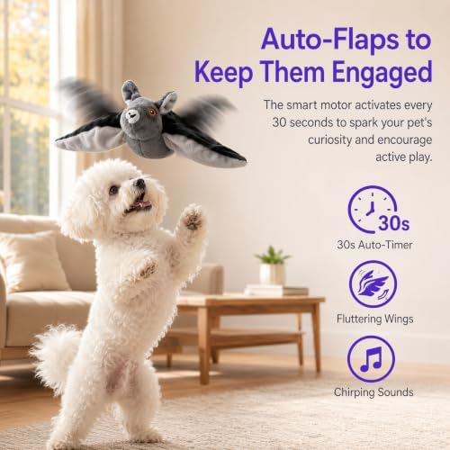 Flying Bat Toy for Dogs & Cats, Flapping Wings Interactive Pet Toy, 1 Pc