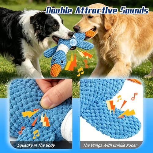2-Pack Goose-Shaped Squeaky Dog Toys: Plush chew Toys with crinkly Wings, Suitable for Dogs Interactive Teething Toys for Puppies.
