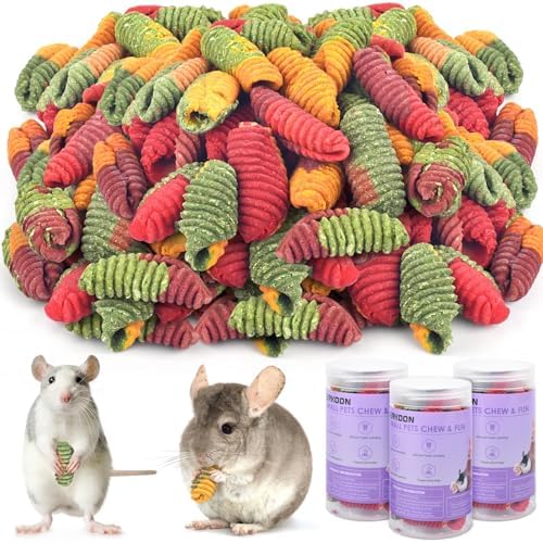 ERKOON Chinchilla Treats, Timothy Grass Chew Toys for Teeth for Rabbit Guinea Pig Gerbil Rat Dwarf Hamster (Large Size-3 Pack)