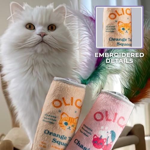 Haute Diggity Kitty Olicat Cherry + Orange Set, Soft Plush Cat Toys