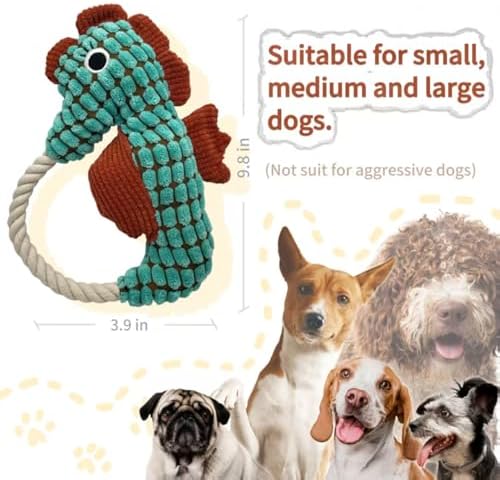 Plush Wrinkled Squeaky Dog Toy,2-Pack The Best Durable Teething Puppy Rope Chew Toy Keeps Them Busy Playing Hide-and-Seek Suitable for Puppy, Medium Dogs and Large Dogs (Blue)