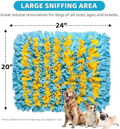 Snuffle Mat for Dogs, Sniff Mat Interactive Slow Feeding for Boredom, Mental Stimulation, Stress Relief & Natural Foraging, for Puppy Small Medium Large Dogs, 24”x20”