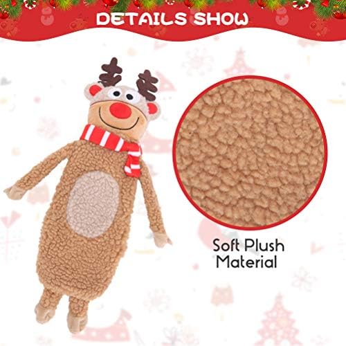 SCENEREAL Stuffless Christmas Squeaky Dog Toys for Small Medium Large Dogs, Plush Tough Pet Chew Toy, Durable No Stuffed Puppy Teething Toys for Boredom and Stimulating (Elk & Hedgehog & Snowman)