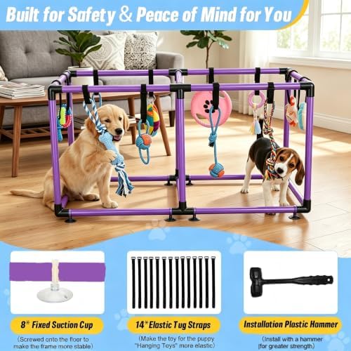 Purple Puppy Play Gym with 12 Hanging Toys