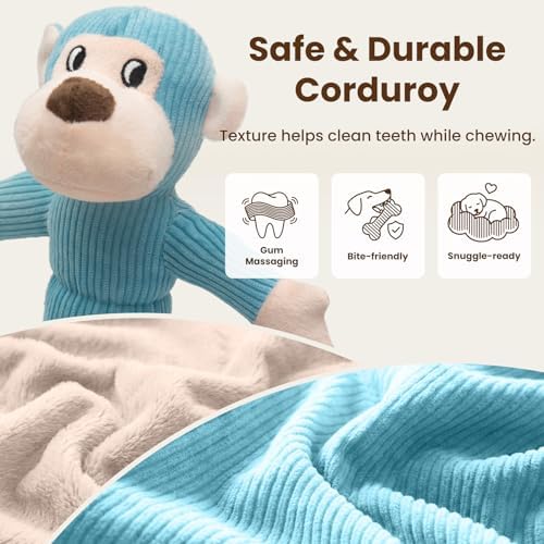Laifug Interactive Squeaky Dog Chew Toy, Ideal Dog Toys for Chewers, Small, Medium & Large Dogs, and Fetch Lovers - Monkey (Blue), Large