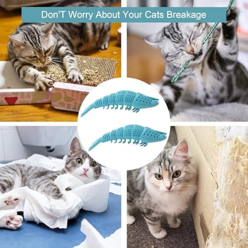 2 Pack Cat Toothbrush Catnip Toy, Crayfish-Shaped Safe Chewing Toy