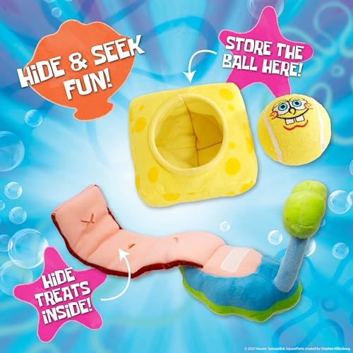 SpongeBob SquarePants, Squeaky Plush Dog Toys, Gary & SpongeBob, 2-Pack