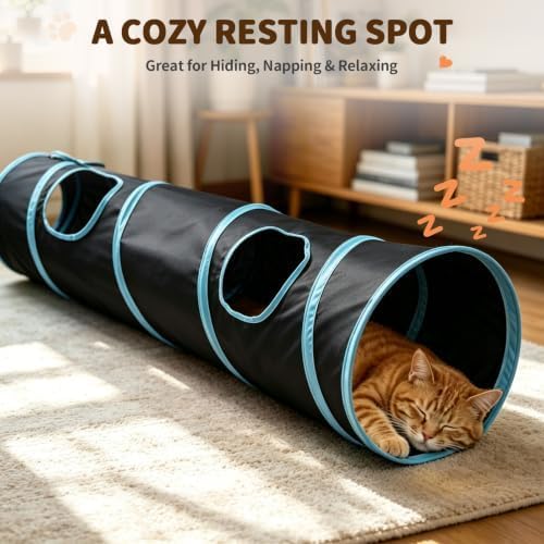 Cat Tunnel, Foldable Rainbow Polyester Interactive Play Toy for Rabbits
