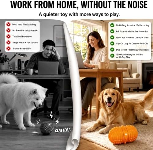 Smart Interactive Dog Toy, 8 Modes Automatic Rolling Ball with a Recording Function, Food-Grade Rubber Material Interactive Dog Ball for Medium and Large Dogs