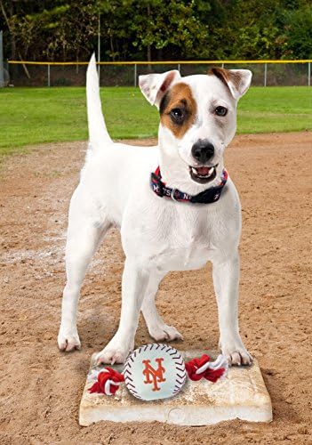 Pets First Baseball Rope Toy for DOGS & CATS. Tough nylon, Sporty Baseball Design, Heavy-duty ropes with Inner SQUEAKER