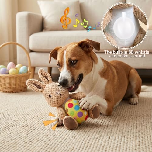 Easter Dog Toys,Easter Rabbit Bunny Egg Plush Squeaky Toys,Easter Rabbit Plush Squeaky Chew Toys for Small Dogs