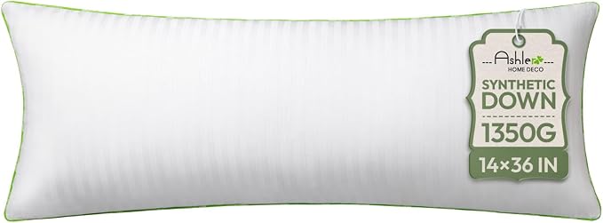 Ashler 14x36 Pillow Inserts, Synthetic Down Lumbar Pillow Inserts | Down Alternative Throw Pillows Insert, Sleeping Pillows, 100% Cotton Cover, Decorative Pillow Stuffer for Sofa, Couch Bed