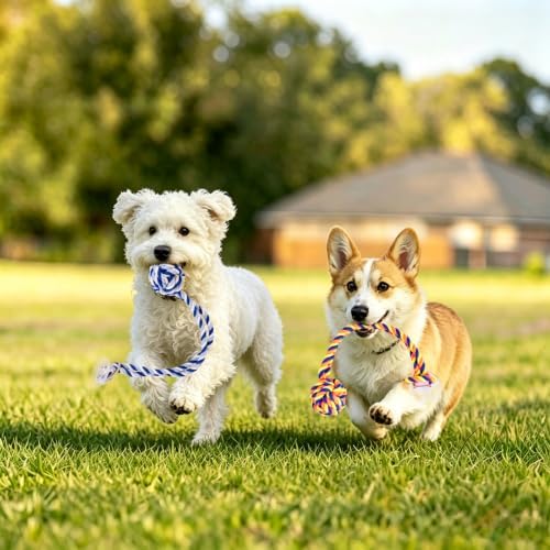 Dog Rope Toy with Suction Cup Interactive Tug of War Toy 2Pcs