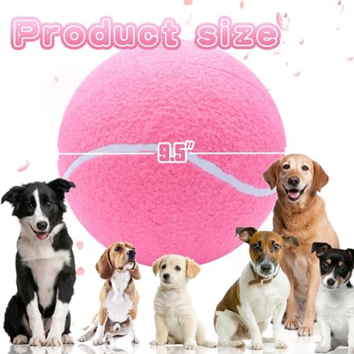 Banfeng Big Tennis Ball for Dogs, Giant Dog Tennis Ball Toy Large Outdoor Sports Gift for Small Medium Large Dog (Pink, 9.5 inch)