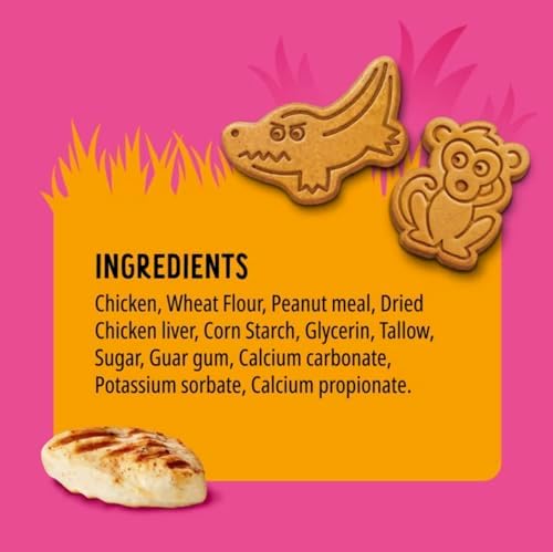 Bonkers Soft & Meaty Chicken Flavor Biscuit Zoo Animal Shaped Treats for Dogs 5.6 oz Bag (Pack of 2) with Bone Waste Bag Dispenser & Free Roll