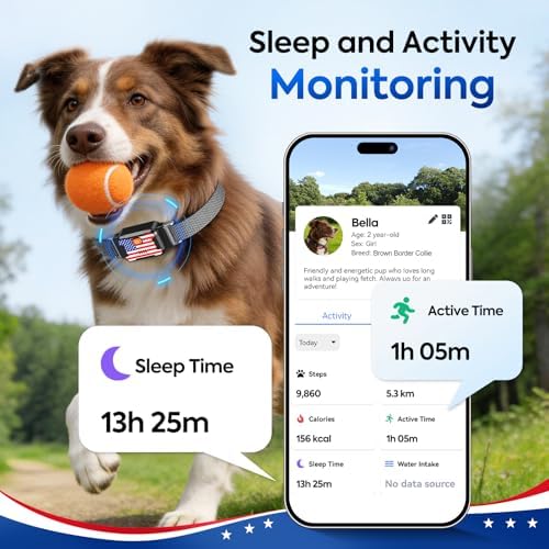 Smart Dog GPS Tracker, Complimentary 12-Month Subscription, Live Pet Tracker with Virtual Fence, Dog Tracker for Dogs with Health & Behavior Monitoring, Escape Alerts, with Virtual Fence, Black