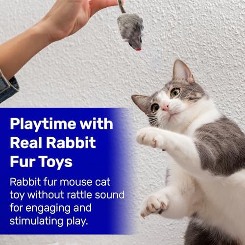 Kats'N Us 2 Inch Real Rabbit Fur Non-Rattle Mouse Cat Toys