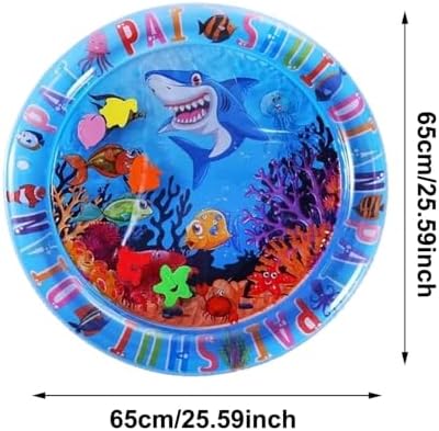Aqua Cats Water Mat, 25.6 x 25.6 Inch Floating Fish Interactive Playmat, Thick PVC Dual-Use Cooling & Warming Pad, Anti-Scratch Leakproof Non-Slip Foldable Pet Mat (A)