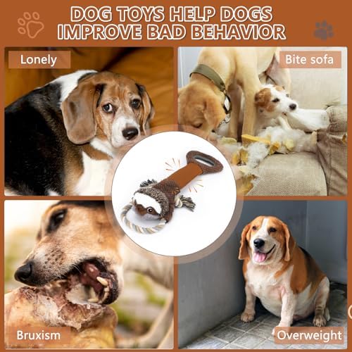 Large Plush Squeaky Dog Toys with Crinkle Paper, Tug of War Pull Toys for Puppies, Interactive Dog Chew Toys for Small, Medium and Large Dogs