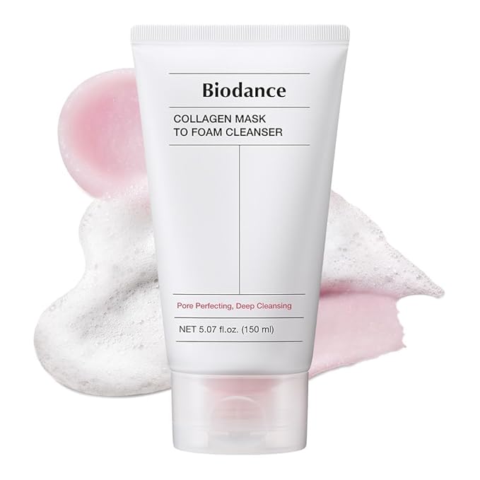 BIODANCE Collagen Mask To Foam Cleanser, 2-in-1 Pore Mask and Hydrating Foaming Facial Cleanser for Sensitive Skin, Oily Skin, Korean Skinc Care, Valentines Day Gifts for Herㅣ5.07 fl. oz. (150 ml)