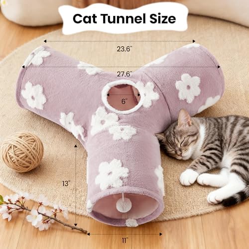Tempcore Cat Tunnel, 3-Way Collapsible Toy for Indoor Cats, Burlwood