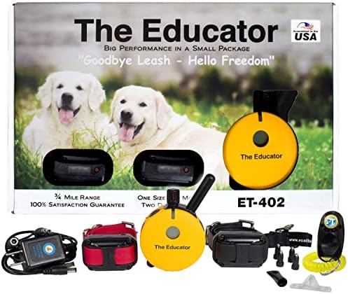 Educator ET-402 E Collar for Dog Training with Remote - 3/4 Mile Range, Waterproof, 100 Blunt Stimulation Levels, Tone or Vibration Mode, Night Tracking Light for Small, Medium & Large Dogs (2 Dogs)