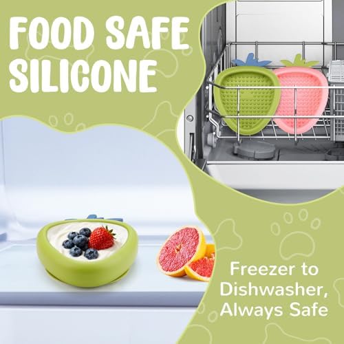 Freeze Dog Lick Bowl, Animire Non-Slip Slow Feeder Lick Mat for Dogs, Silicone Dog Enrichment Bowl for Distraction Anxiety Relief Boredom, BPA Free, Dishwasher Safe(Green,L)