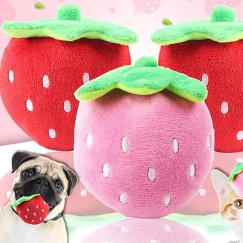 Red Strawberry Practical Design and Interactive Plush Squeaky Dog Toys Electronic Motion Pet Toy for Prevent Boredom Red Pet Supplies Creative and Exquisite Dog Squeak Toys Pet Supplies