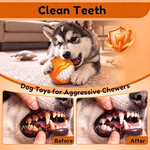 Squeaky Dog Chew Toys, Interactive Tough Indestructible Dog Toys for Aggressive Chewers, Medium to Large Dogs, Indoor & Outdoor Use