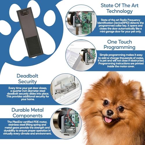 PlexiDor Performance Pet Doors Electronic Dog Door Large Bronze Door Mount