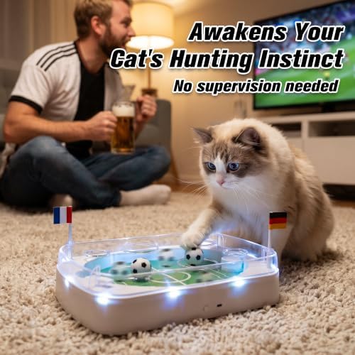 PetPrime Interactive Cat Toys for Indoor Cats,Automatic Motion Activated Hunting Soccer Ball Game,USB Rechargeable,Mental Stimulation & Exercise,Durable Pet Toy for Boredom & Energetic Play